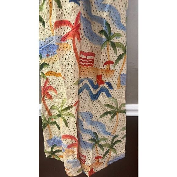 Anthropologie Farm Rio Copacabana Eyelet Dress Cover Up Tropical Midi XS NEW - Picture 16 of 16